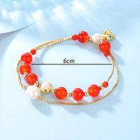 Fashion Freshwater Pearl Copper Electroplated 18k Gold Double Layer Bracelet main image 4