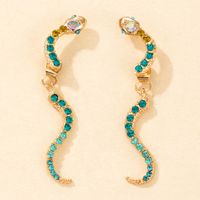 New Fashion Geometric Full Diamond Animal Snake Shape Stud Earrings main image 1