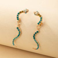 New Fashion Geometric Full Diamond Animal Snake Shape Stud Earrings main image 2