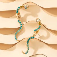New Fashion Geometric Full Diamond Animal Snake Shape Stud Earrings main image 4