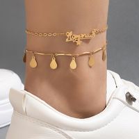 Fashion Ornament Letters Double-layer Anklet Alloy Water Drop Foot Ornaments main image 1