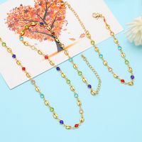 Fashion Inlay Color Zircon Pig Nose Shaped Chain Clavicle Copper Necklace main image 3