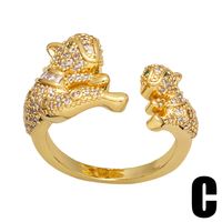 Fashion Leopard Head Shaped Inlay Zircon Copper Open Ring main image 3