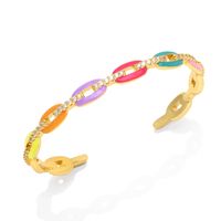Fashion New Multi-color Enamel Drop Oil Geometric Open Bracelet Simple sku image 6
