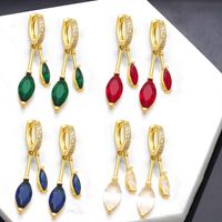 Fashion Asymmetric Geometric Zircon Tassel Copper Earrings Women main image 6