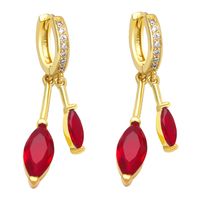 Fashion Asymmetric Geometric Zircon Tassel Copper Earrings Women sku image 1