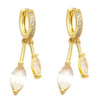 Fashion Asymmetric Geometric Zircon Tassel Copper Earrings Women sku image 4