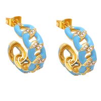 Fashion Enamel Women's Retro C- Shaped Simple Geometric Contrast Color Ear Studs main image 6