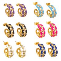 Fashion Enamel Women's Retro C- Shaped Simple Geometric Contrast Color Ear Studs main image 2