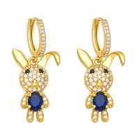 Fashion Full Rhinestone Zircon Cute Rabbit Shaped Copper Earrings Female main image 6