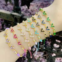 Fashion Colorful Heart-shaped Inlay Zircon Braided Copper Bracelet main image 1