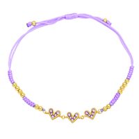 Fashion Colorful Heart-shaped Inlay Zircon Braided Copper Bracelet main image 4