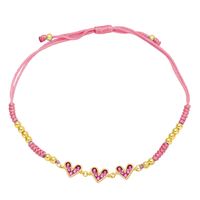 Fashion Colorful Heart-shaped Inlay Zircon Braided Copper Bracelet sku image 7