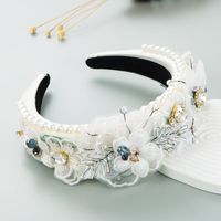 Baroque Style Fashion Pearl Lace Petal Diamond Crystal Headband main image 3