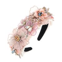 Baroque Style Fashion Pearl Lace Petal Diamond Crystal Headband main image 6