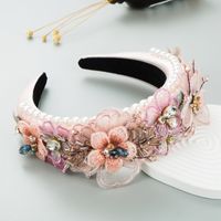 Baroque Style Fashion Pearl Lace Petal Diamond Crystal Headband sku image 4