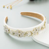 Fashion Flannel Pearl Starfish Flower Dripping Oil Inlaid Diamond Headband sku image 1