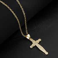 Mode Cuivre Plaqué Or Incrusté Zircon Pendentif Croix Collier sku image 1