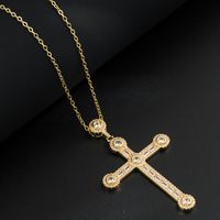 Mode Kupfer Gold-überzogene Micro Intarsien Zirkon Anhänger Kreuz Halskette main image 3
