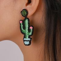 Fashion Bohemian Ethnic Style Cactus Beaded Sequins Vintage Geometry Earrings main image 1