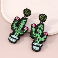 Fashion Bohemian Ethnic Style Cactus Beaded Sequins Vintage Geometry Earrings main image 5