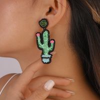 Fashion Bohemian Ethnic Style Cactus Beaded Sequins Vintage Geometry Earrings main image 6