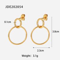 New Style Stainless Steel 18k Gold Plated Geometric Circle Pendant Earrings sku image 1