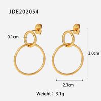 Nuevo Estilo De Acero Inoxidable 18k Chapado En Oro Geométrico Círculo Colgante Pendientes sku image 1