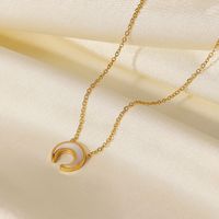 New Style Natural White Shell Crescent Shaped Pendant 18k Gold Plated Stainless Steel Necklace main image 5