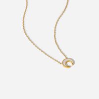 New Style Natural White Shell Crescent Shaped Pendant 18k Gold Plated Stainless Steel Necklace main image 4