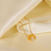 New Style Natural White Shell Crescent Shaped Pendant 18k Gold Plated Stainless Steel Necklace main image 2