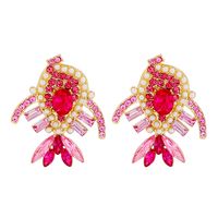 Fashion Simple Creative  Cute Pink Fish Shape Diamond Female Alloy Earrings main image 2