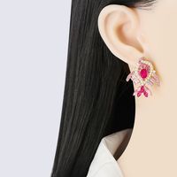Fashion Simple Creative  Cute Pink Fish Shape Diamond Female Alloy Earrings main image 4
