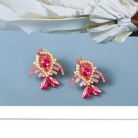 Fashion Simple Creative  Cute Pink Fish Shape Diamond Female Alloy Earrings main image 6