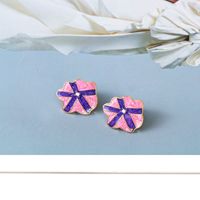 New Fashion Creative Lotus Leaf Shape Pink Dripping Cute Alloy Earrings main image 3