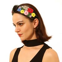 Fashion New Vintage Diamond Imitation Crystal Colorful Flowers Knotted Alloy Headband main image 4