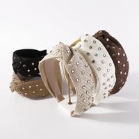 Fashion Simple Straw Wide Edge Geometry Patternknotted Hair Accessories Headband main image 1