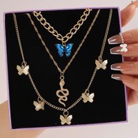 Fashion Creative  Snake Butterfly Pendant Three-layer Necklace For Women main image 2