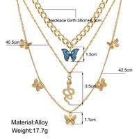 Fashion Creative  Snake Butterfly Pendant Three-layer Necklace For Women main image 3