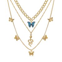 Fashion Creative  Snake Butterfly Pendant Three-layer Necklace For Women main image 4