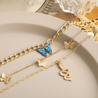 Fashion Creative  Snake Butterfly Pendant Three-layer Necklace For Women main image 6