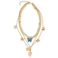 Fashion Creative  Snake Butterfly Pendant Three-layer Necklace For Women main image 5