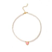 Mode Einfache Schlüsselbein Kette Frauen Barock Perle Perlen Herz Anhänger Halskette main image 3