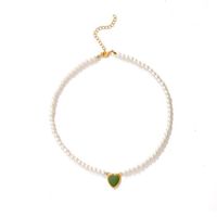 Mode Einfache Schlüsselbein Kette Frauen Barock Perle Perlen Herz Anhänger Halskette main image 2