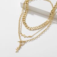 Fashion Simple Multi-layer Rose Pendant Chain Necklace Wholesale main image 3