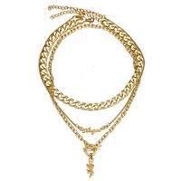 Fashion Simple Multi-layer Rose Pendant Chain Necklace Wholesale main image 6