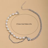 Fashion Pearl Beaded Clavicle Chain Heart Pendant Titanium Steel Necklace main image 5