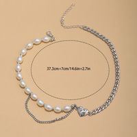 Mode Perle Perlen Schlüsselbein Kette Herz Anhänger Titan Stahl Halskette main image 5