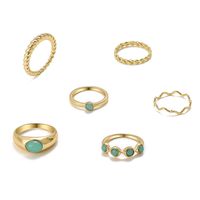 Mode Neue Geometrische Smaragd Intarsien Knuckle Ring Set 6-stück Großhandel main image 4