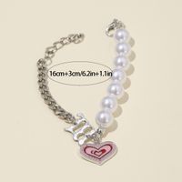 2022 New Cute Metal Pearl Chain  Heart Pendant Bracelet Female main image 4